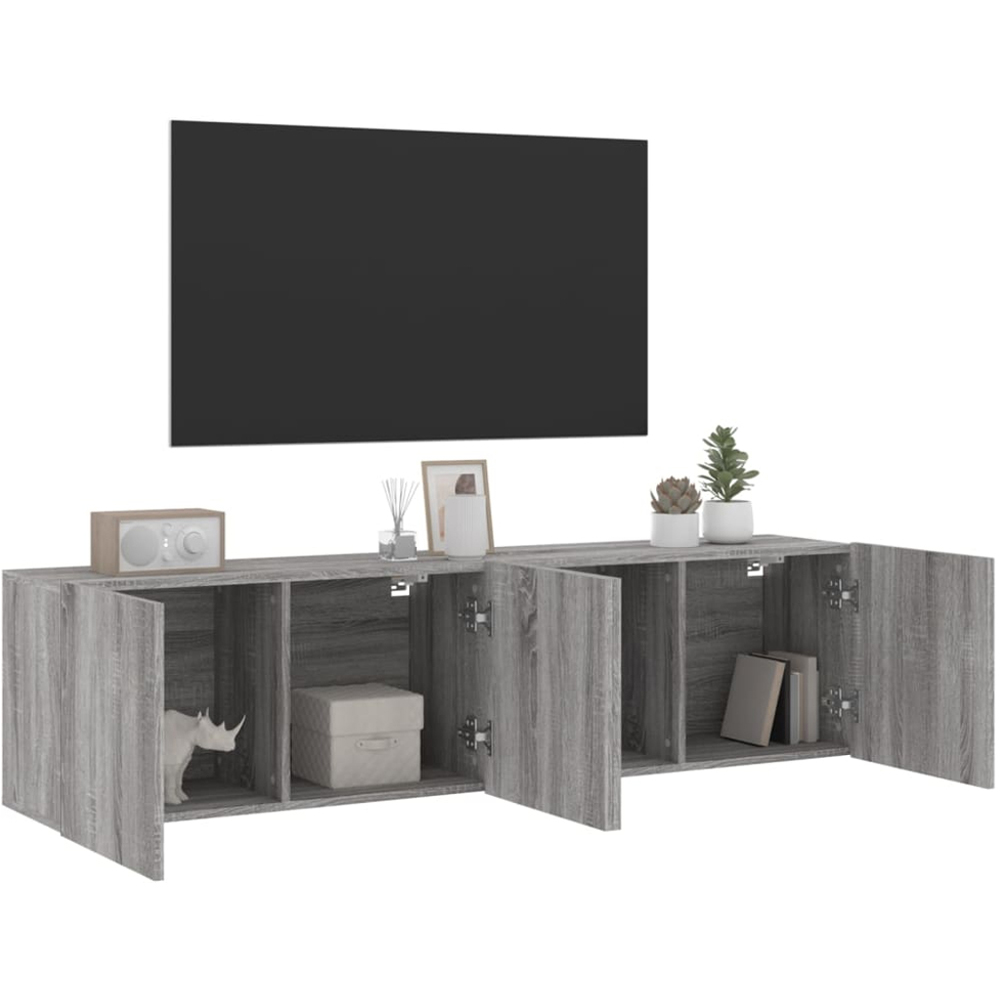 vidaXL 2 Door Grey Sonoma Wall Mounted TV Cabinet Set of 2 Image 3