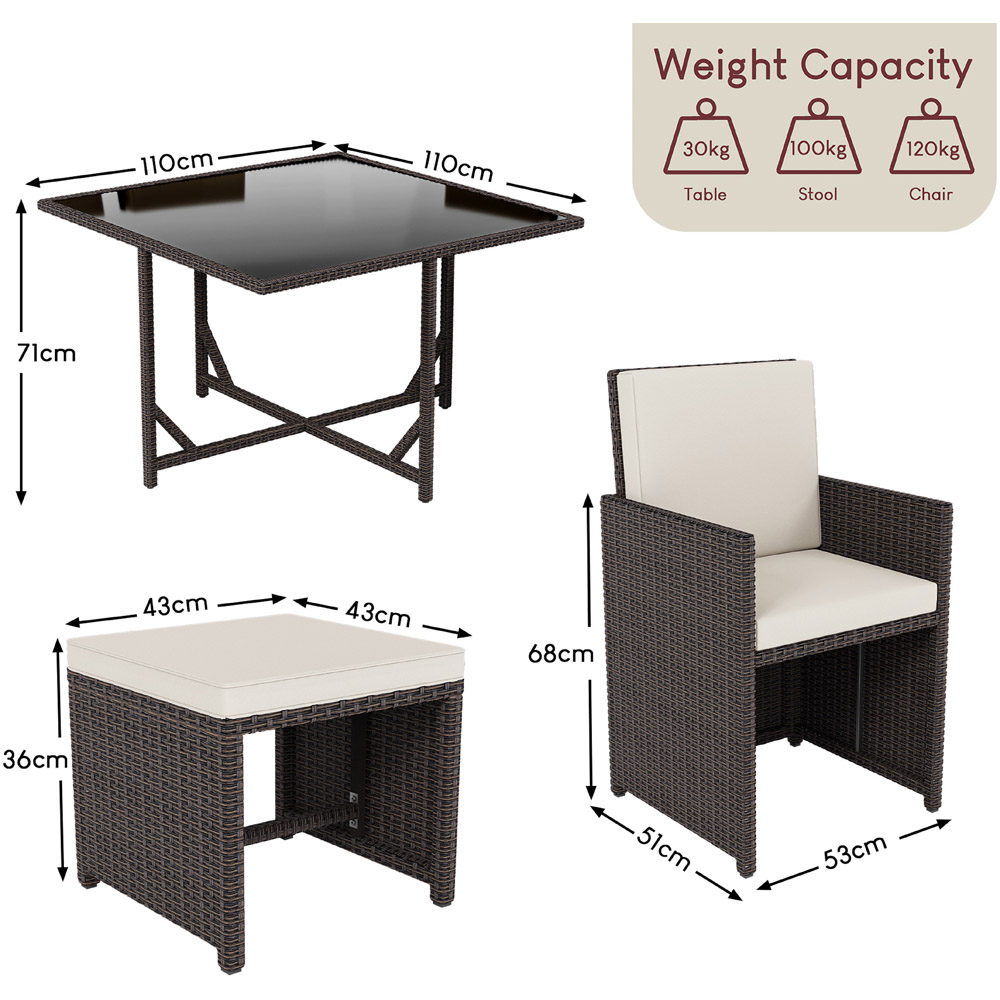 GARDEN VIDA Cuba Rattan Effect 8 Seater Garden Dining Set Brown Image 8