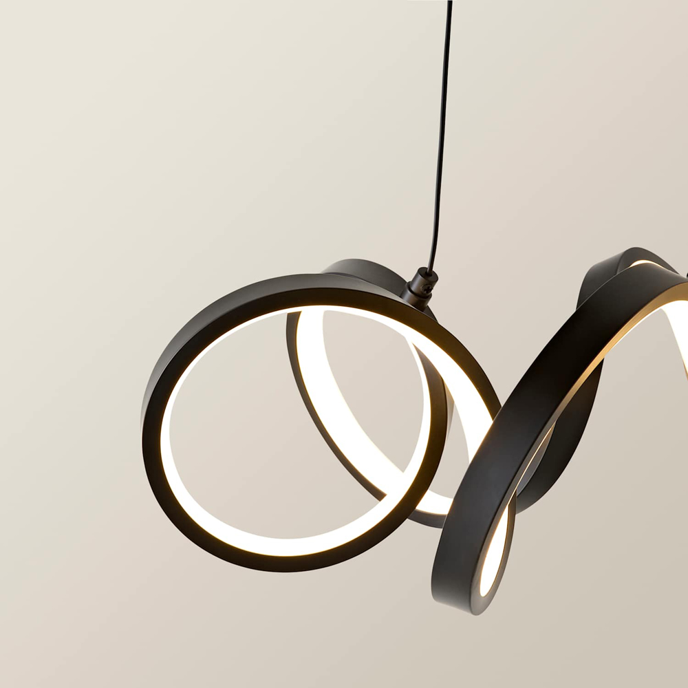 ValueLights Infinity Black Round Wiggle Integrated LED Ceiling Pendant Light Image 4