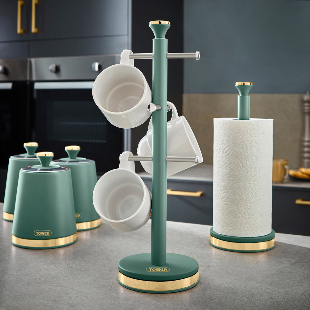 Tower Cavalletto Green Mug Tree and Towel Pole Set Image 2