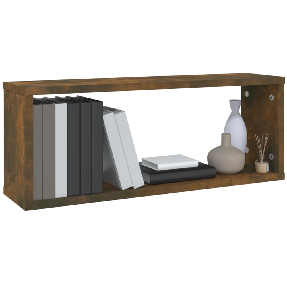 vidaXL 60 x 15 x 23cm Set of 6 Smoked Oak Cube Wall Shelf Image 6