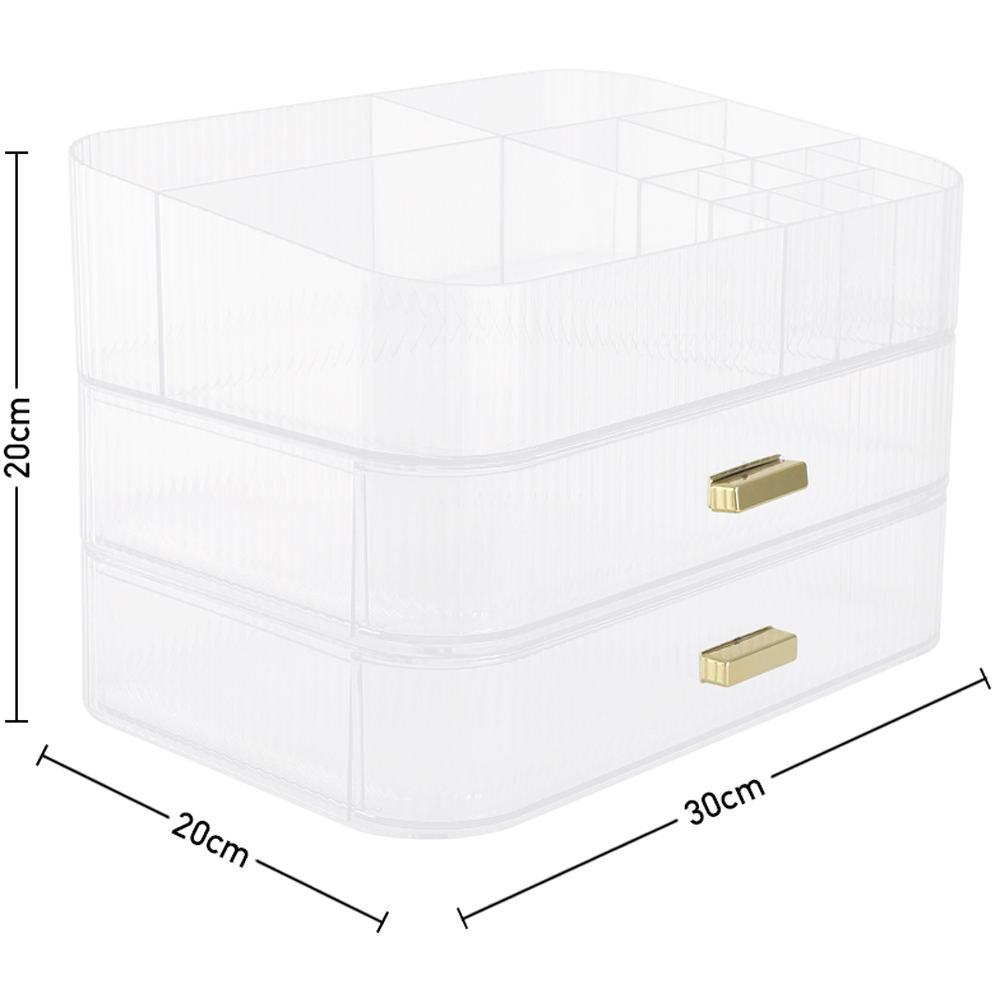 Living and Home 2 Drawer Clear Plastic Desktop Makeup and Cosmetic Organiser Image 8