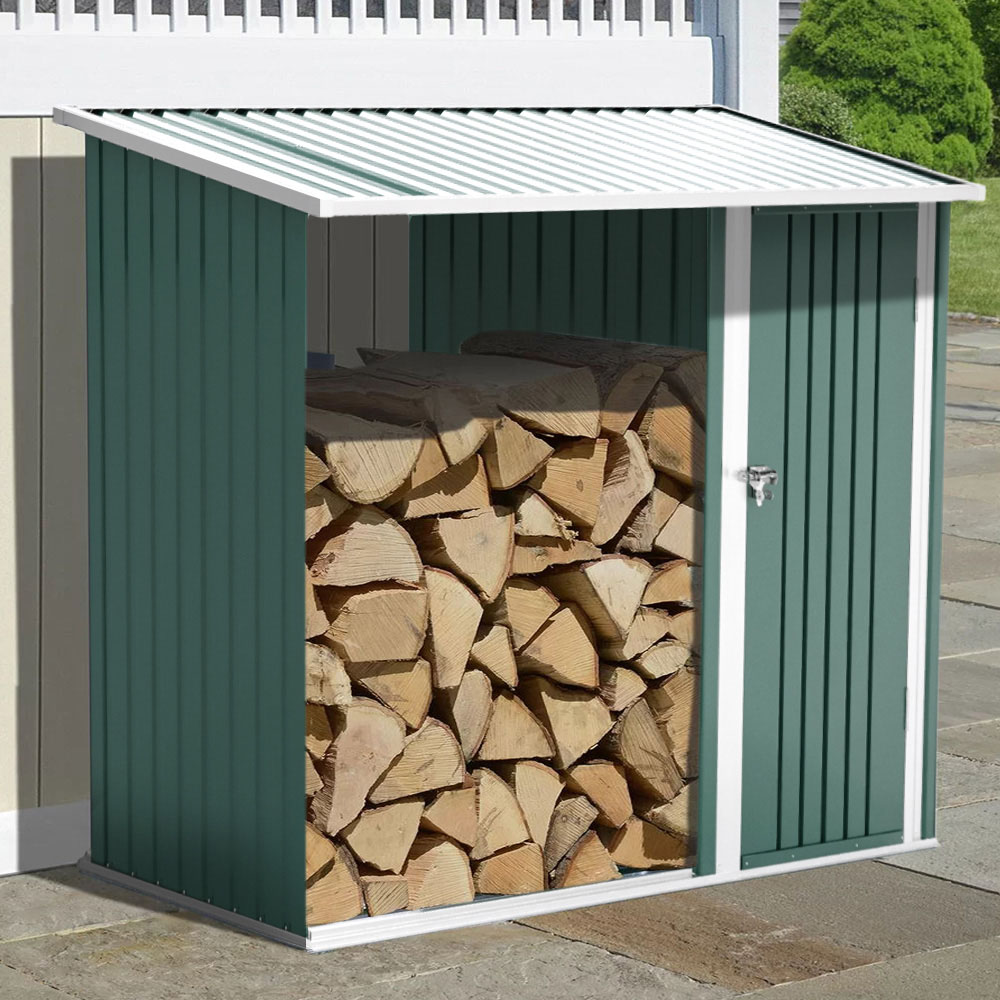 Living and Home 5.2 x 8.2 x 3.3ft Green Garden Storage Shed with Stacking Rack Image 6