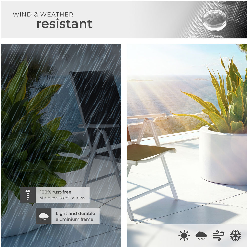 tectake 6 Seater Silver Garden Table and Chairs Set Image 7