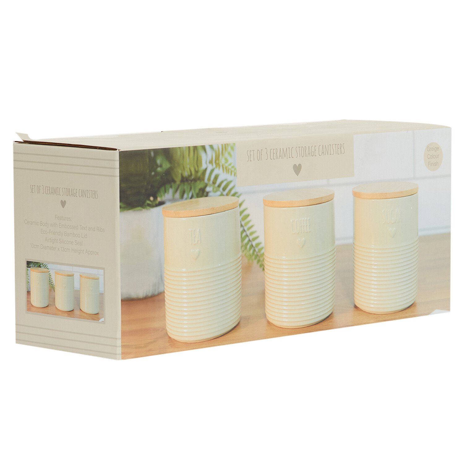 Embossed Canisters set of 3 Mushroom - Greige Image 3