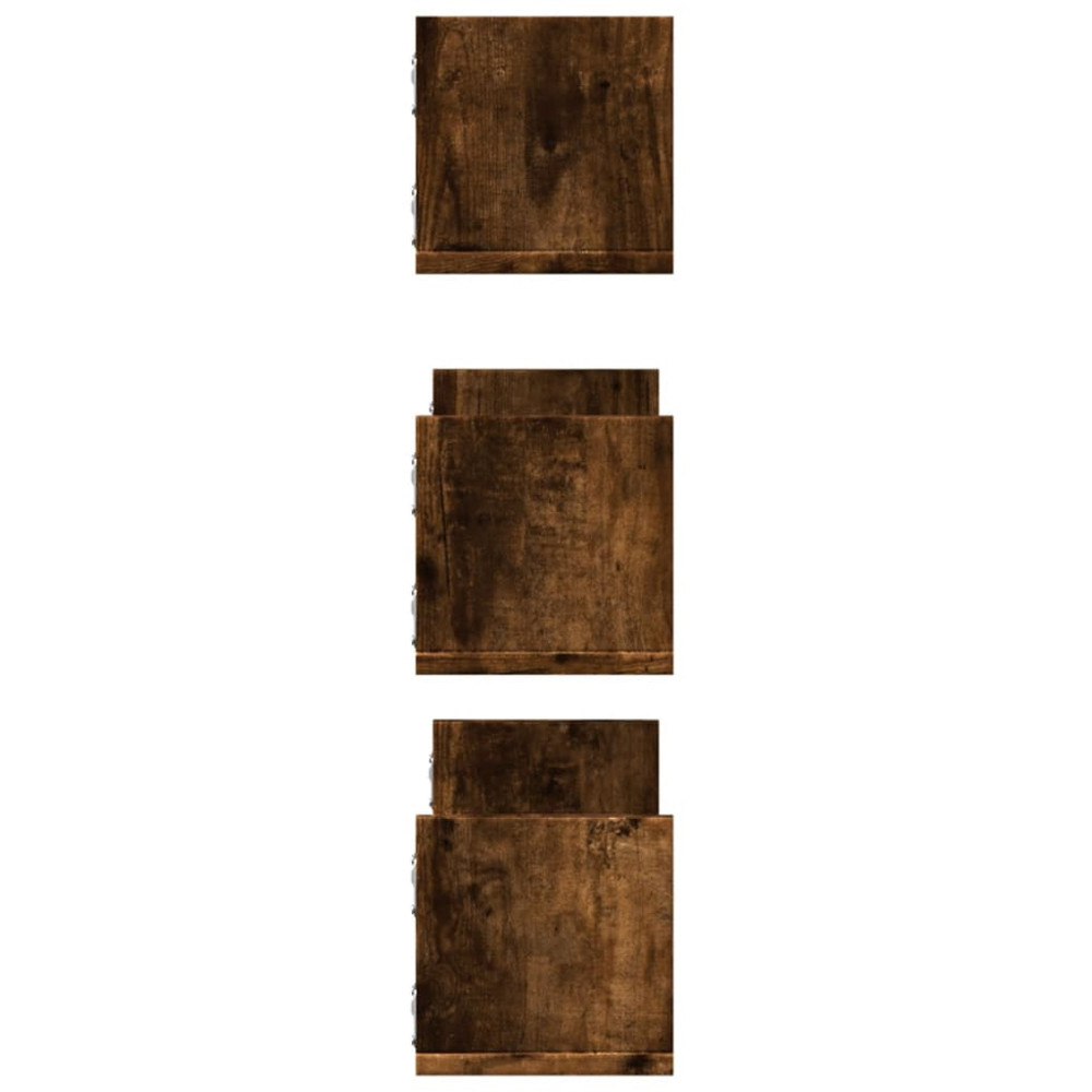vidaXL 58 x 18 x 18cm Brown Floating Wall Shelf 3 Pack Image 4
