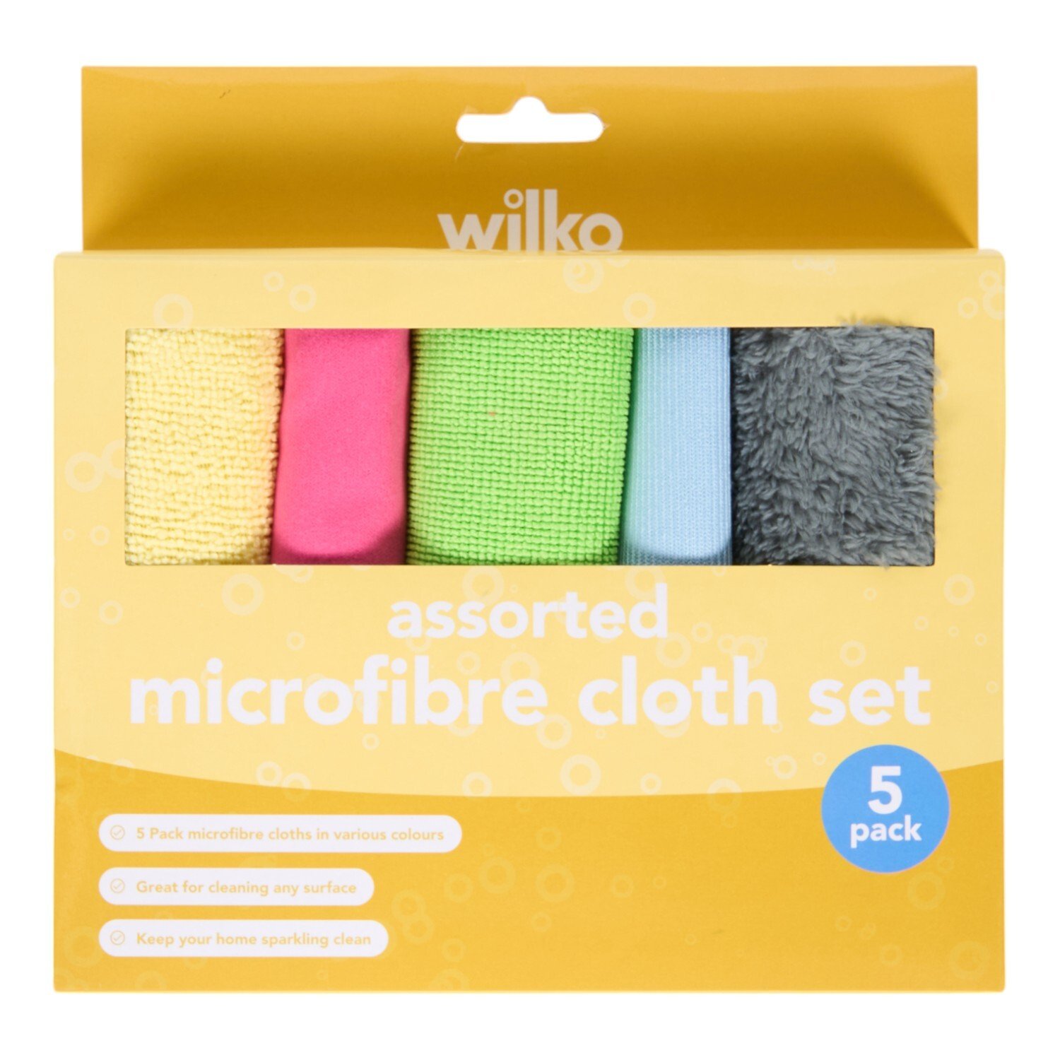 Wilko Pack of 5 Microfibre Cloth Set Image 1