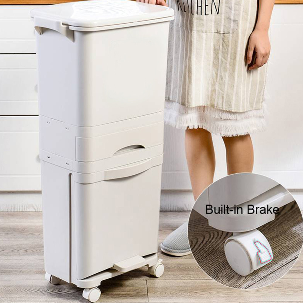 Living and Home White Recycling Pedal Bin 42L Image 6