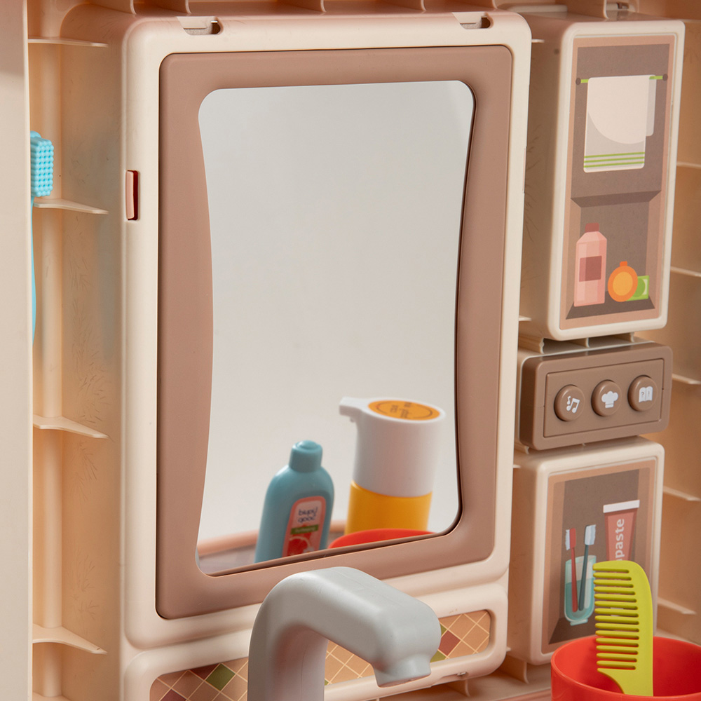 H&O Direct Kids Double-Sided Kitchen Washstand Pretend Play Set Image 5
