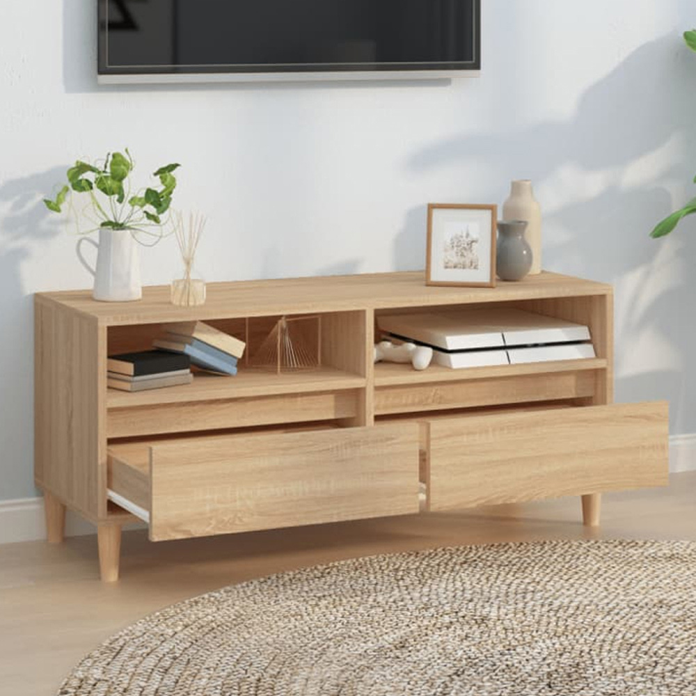 vidaXL 2 Drawer 2 Shelf Sonoma Oak TV Cabinet Image 1