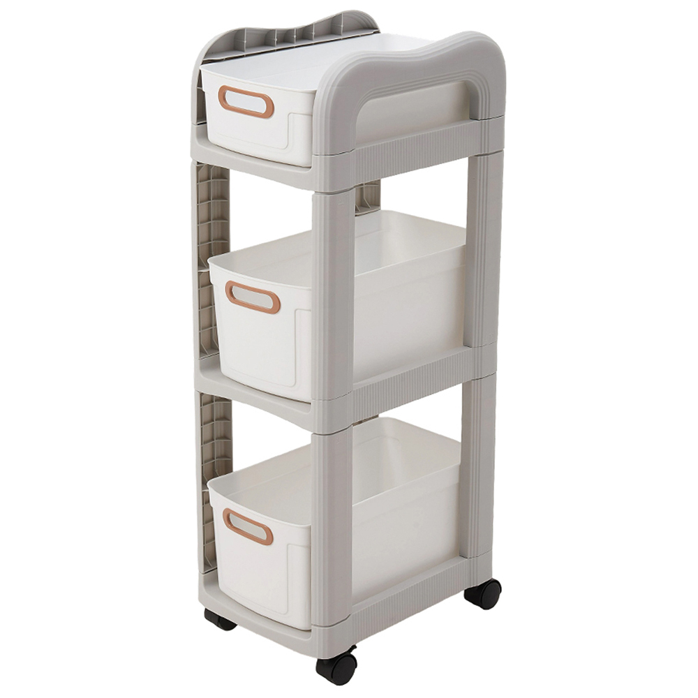 H&O Direct 3 Shelf Narrow Storage Pull Out Rack with Wheels Image 1