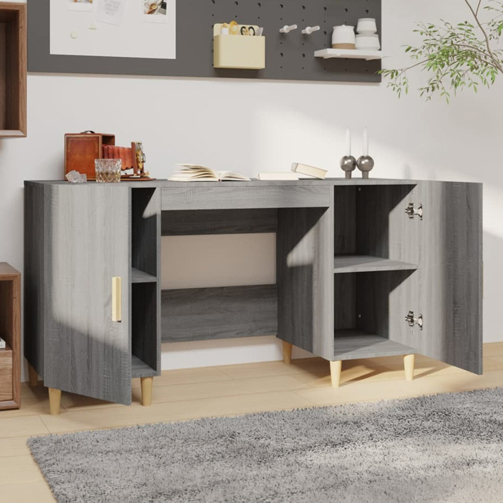 vidaXL 2 Door Computer Desk Grey Sonoma Image 1