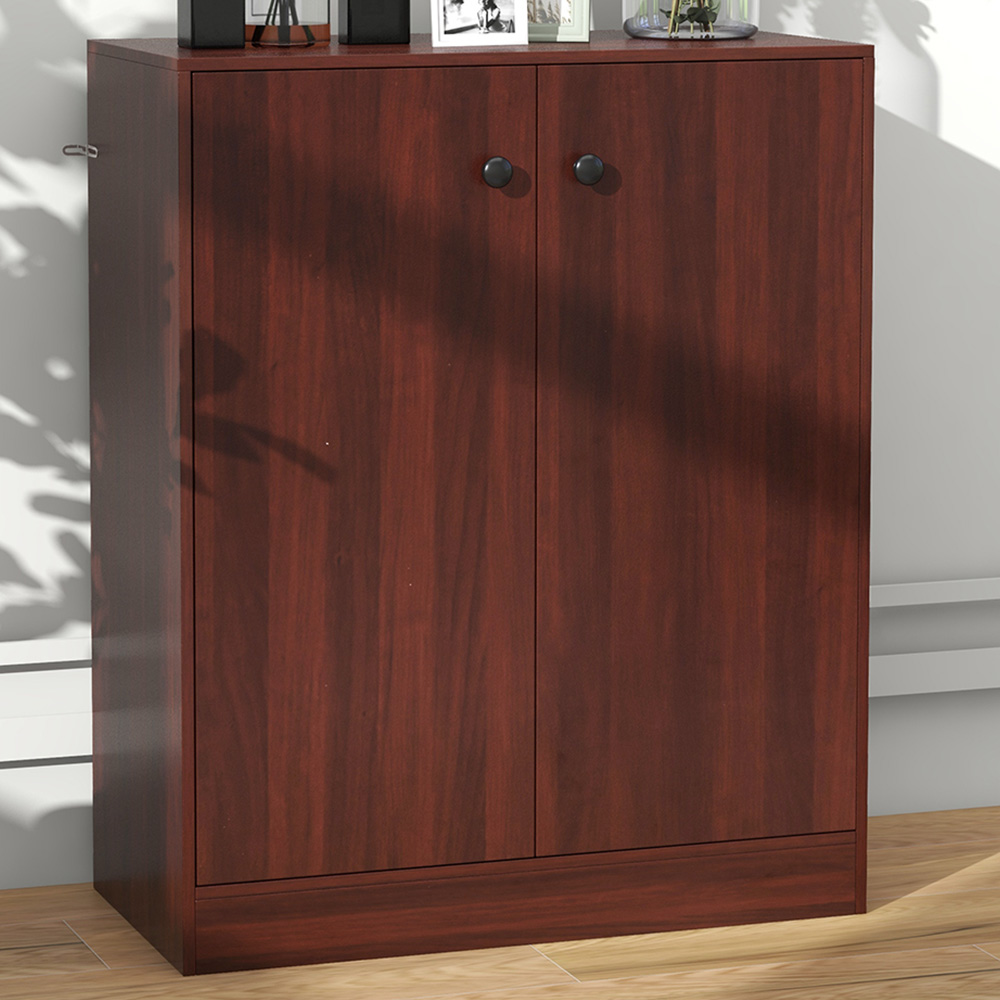 Costway 2 Door Brown Storage Cabinet Image 1