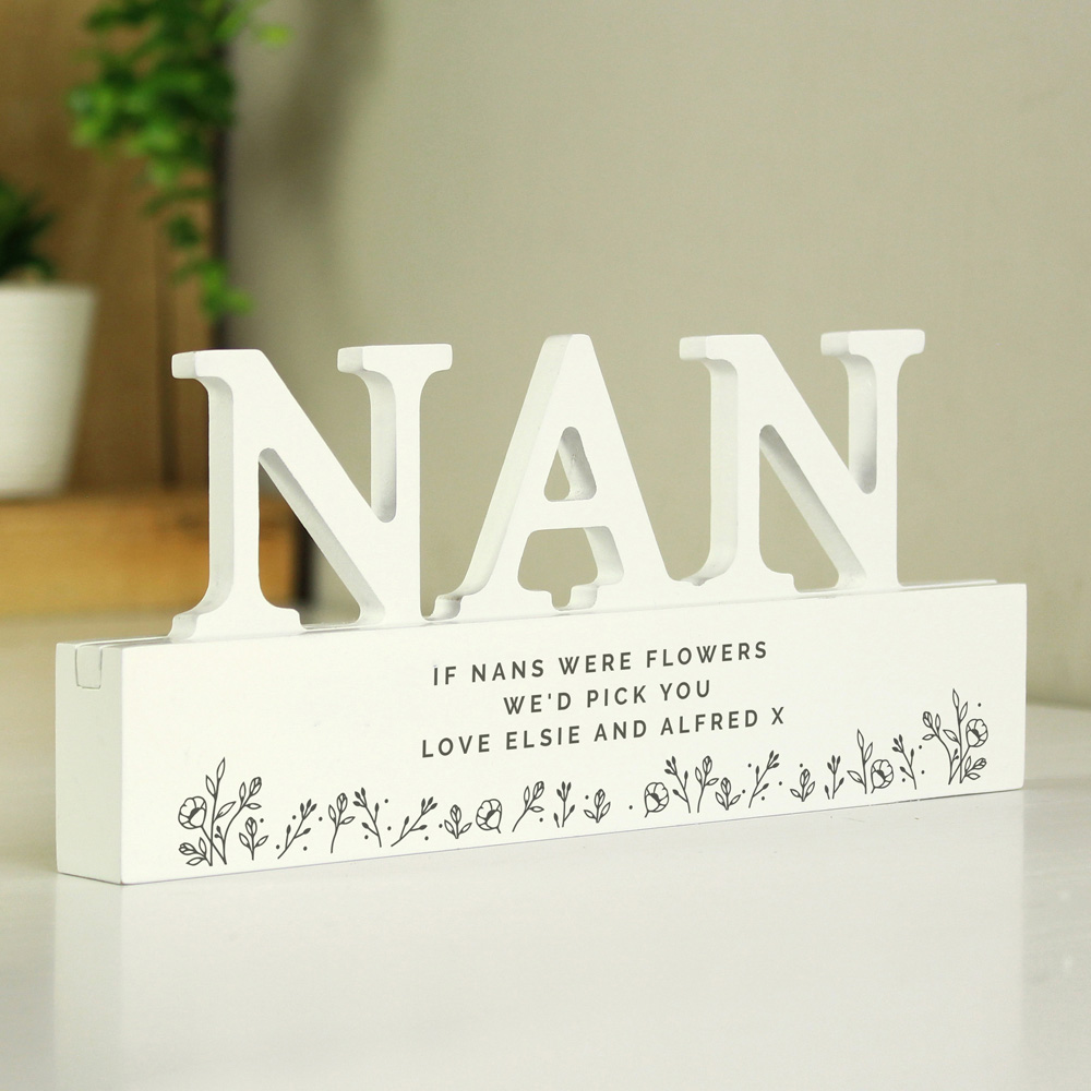 Personalised Memento Personalised Floral Wooden Nan Ornament Image 2
