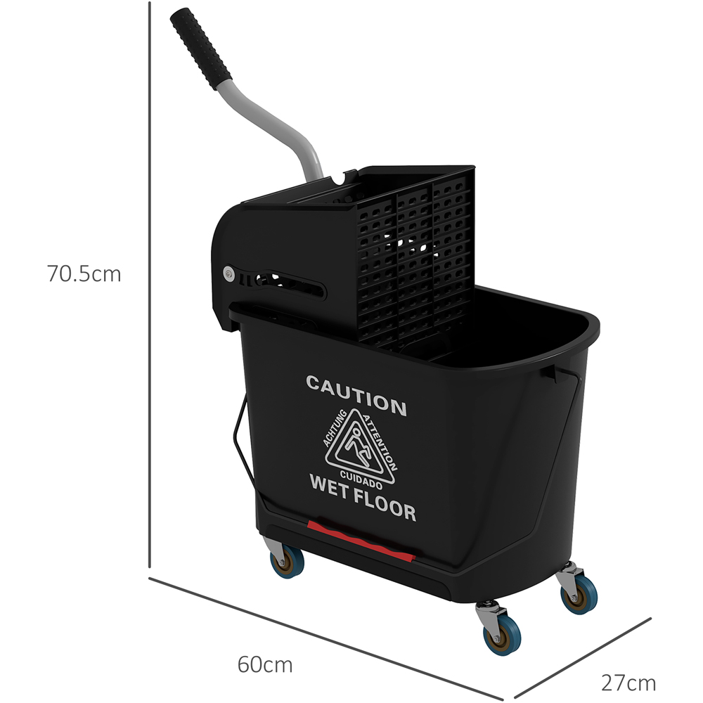 HOMCOM Black Wringer Handle Mop and Bucket Set on Wheels 20L Image 9