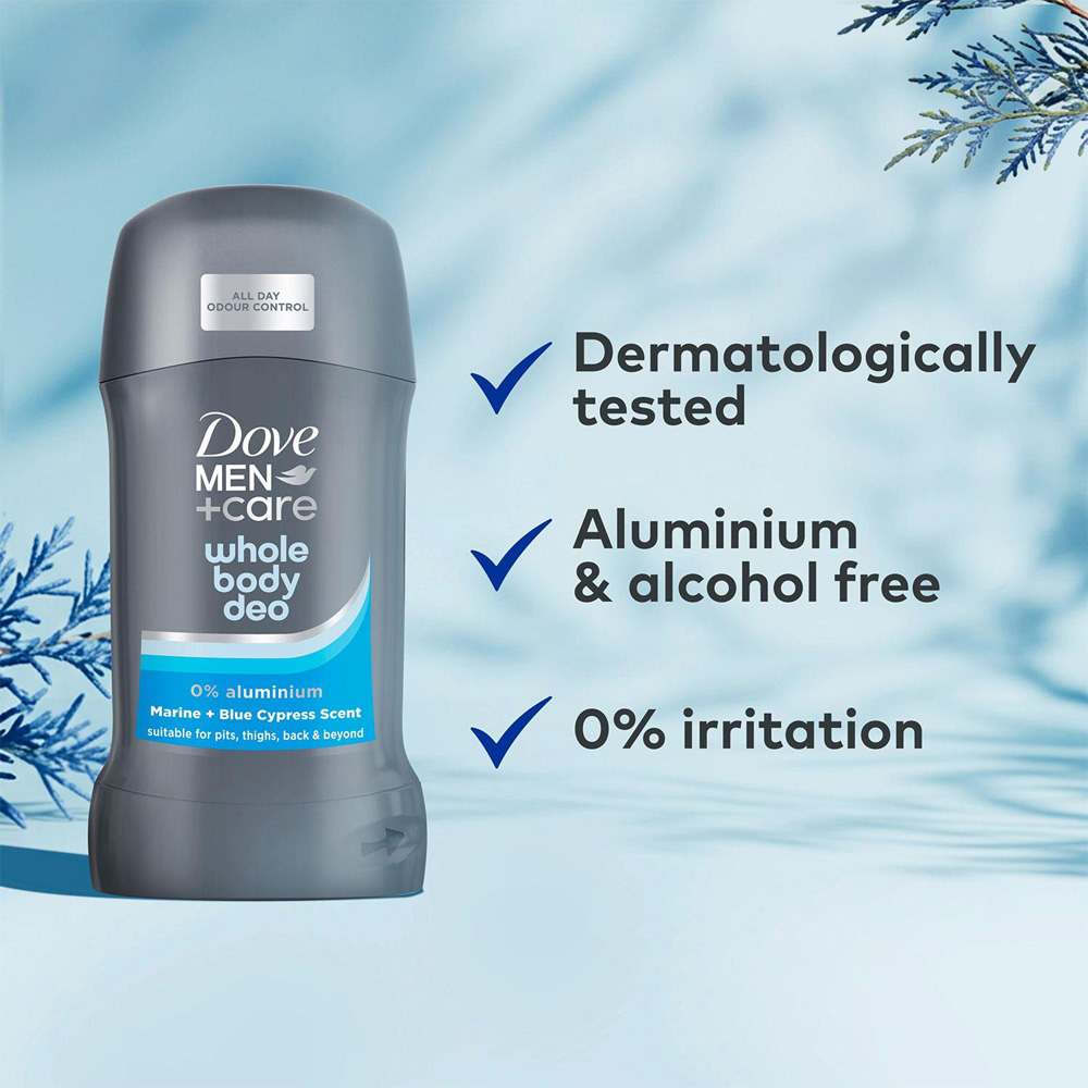 Dove Men+Care Whole Body Marine and Blue Cypress Deodorant Stick 50ml 6 Pack Image 6