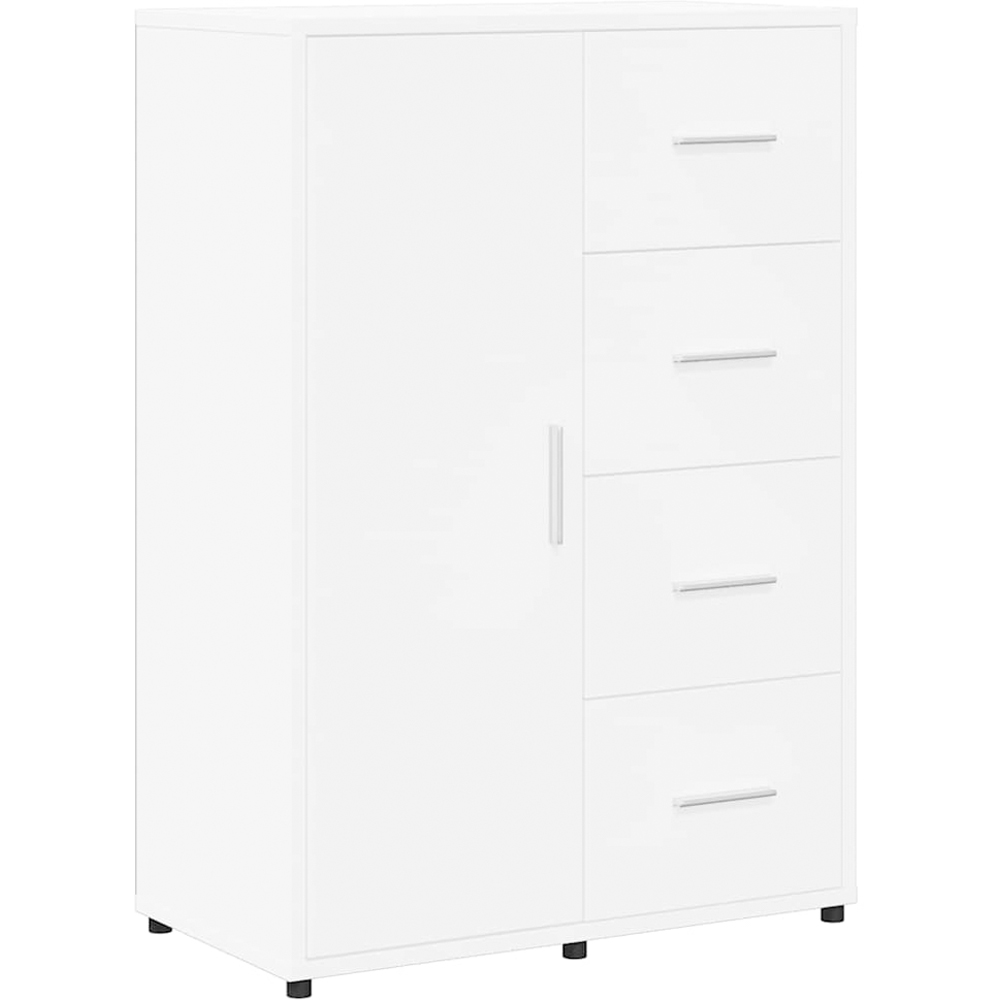 vidaXL Single Door 4 Drawer White Sideboard Set of 2 Image 4