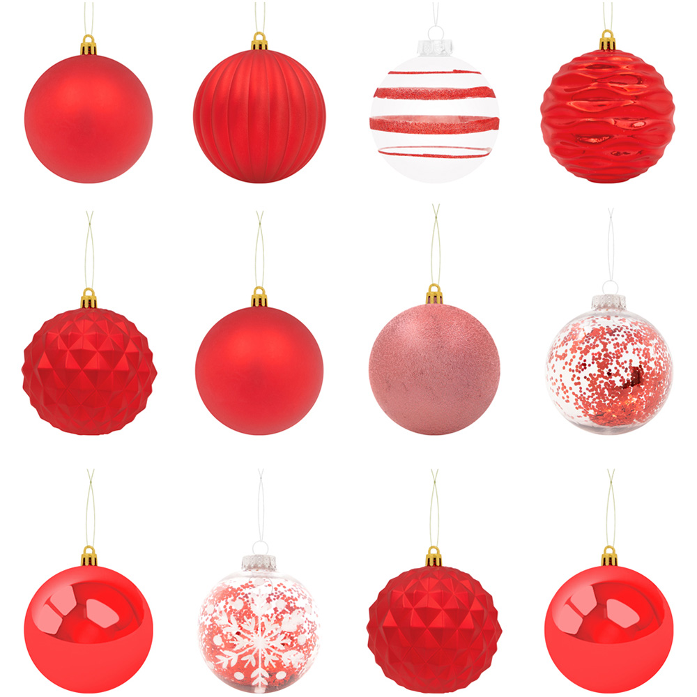 The Christmas Workshop Red Shatterproof Bauble 12 Pack Image 1