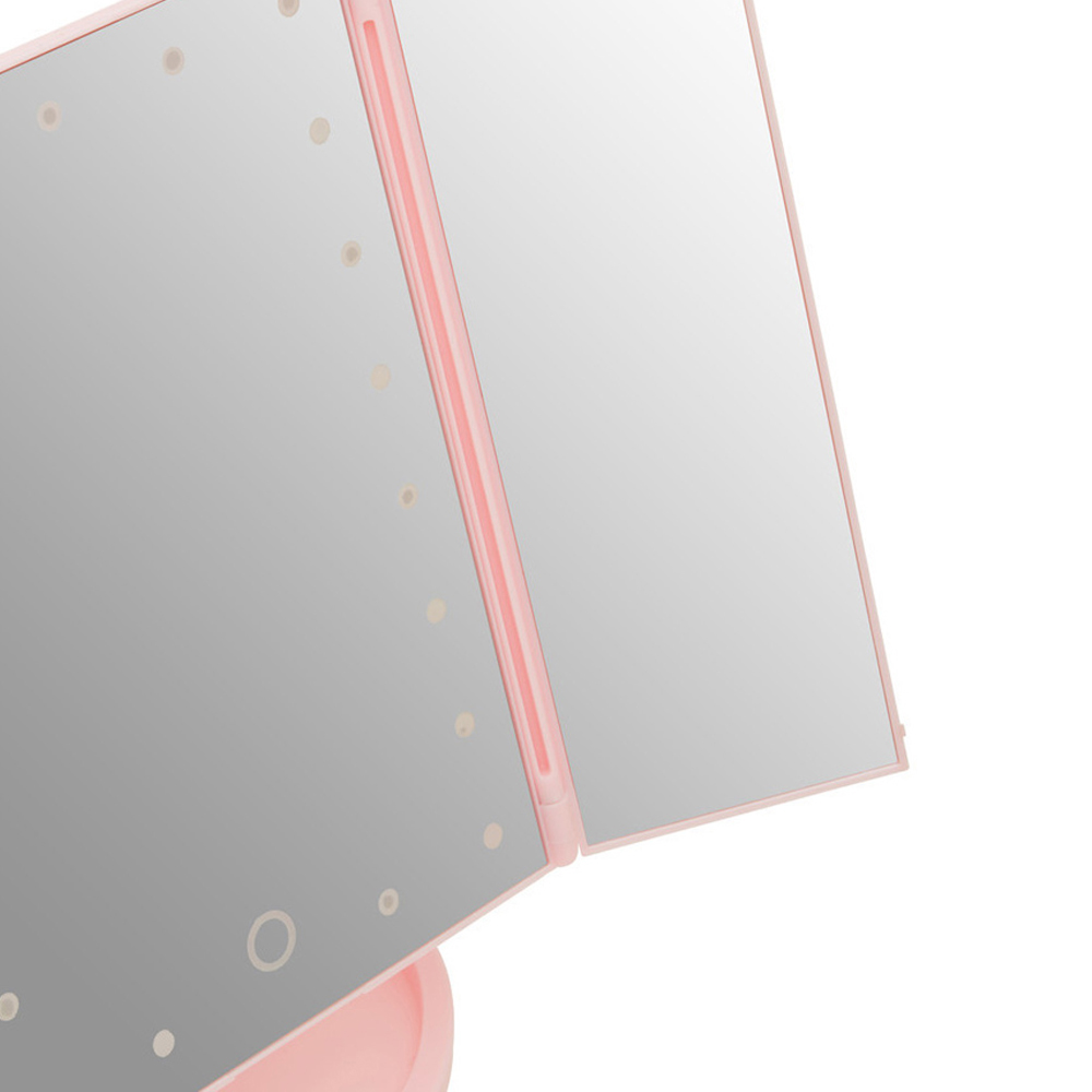 Premier Housewares Cassini Tri Fold Pink LED Table Mirror Image 8