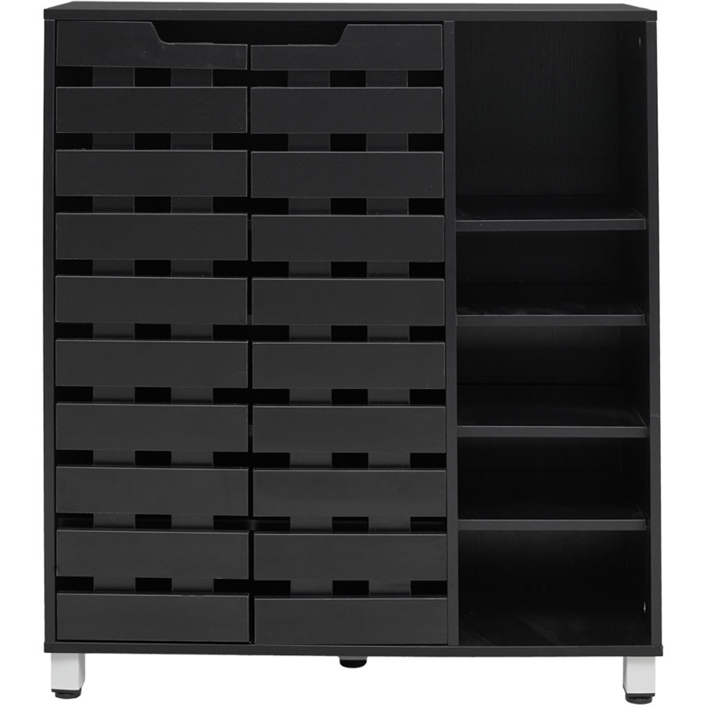 H&O Direct 2 Door 5 Shelf Black Shoe Cabinet Image 2