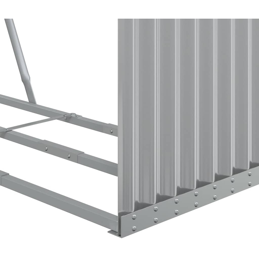 vidaXL Grey Galvanised Steel Firewood Log Holder 100 x 120 x 45cm Image 5