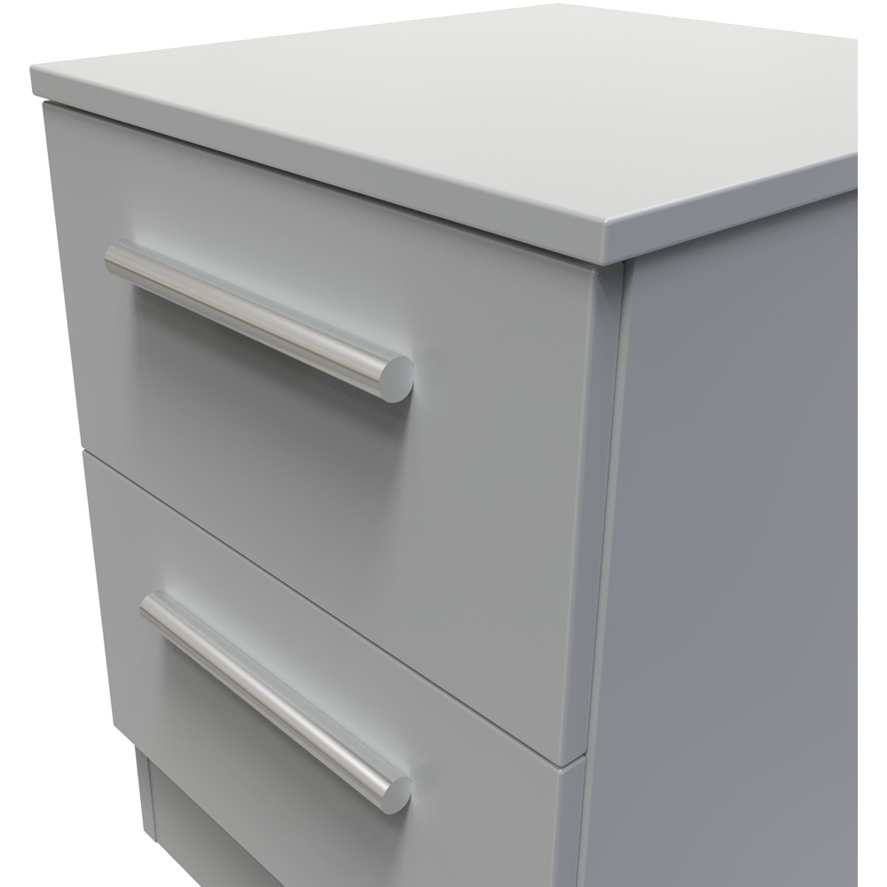 Crowndale Contrast 2 Drawer Dusk Grey Compact Bedside Cabinet Ready Assembled Image 5