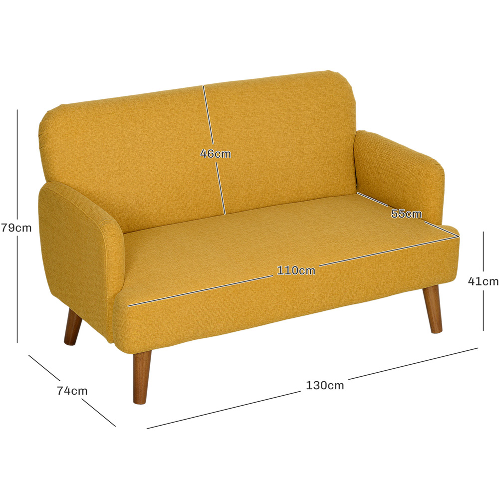 HOMCOM 2 Seater Yellow Velvet Thick Padding Sofa Image 9