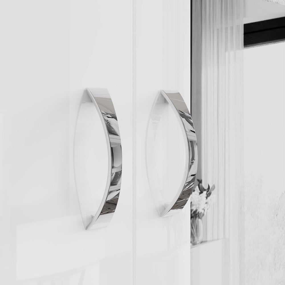FWStyle 3 Door White Gloss Wardrobe with Mirror Door Image 4