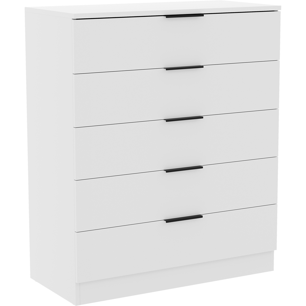 VIDA DESIGNS Trega 5 Drawer White Bedside Cabinet Image 2