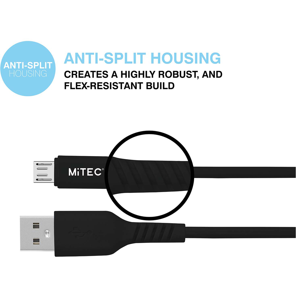 MiTEC MiPOWER Black Micro USB to USB-A Cable 1m Image 4