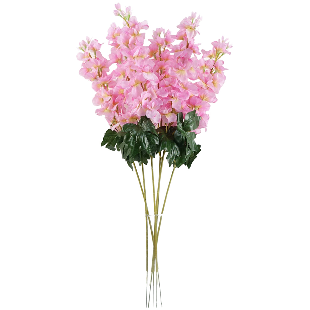 Leaf Pink Delphinium Single Stem Artificial Flower 2.5ft 6 Pack Image 1