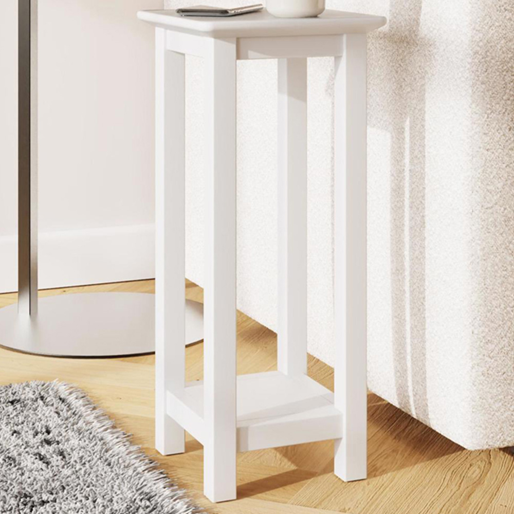FWStyle Palma White Ready Assembled Side Lamp Table Image 1