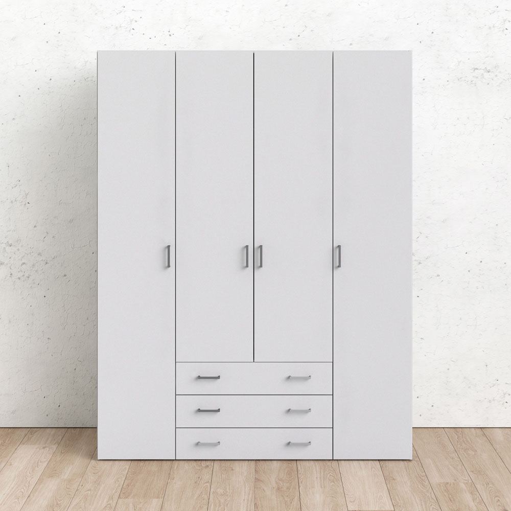 Florence Space 4 Door 3 Drawer White Wardrobe Image 6