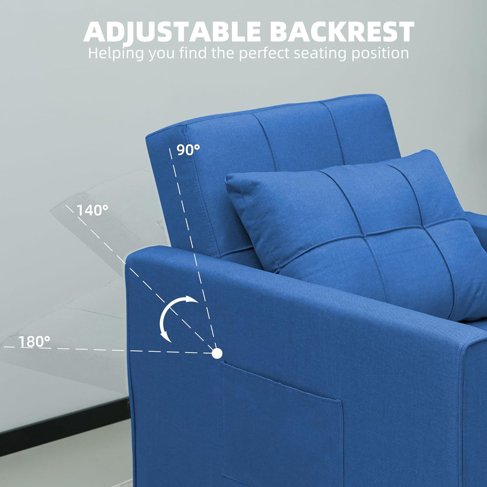 Alivio Singel Seater 3-in-1 Blue Convertible Sofa Bed Chair Image 6
