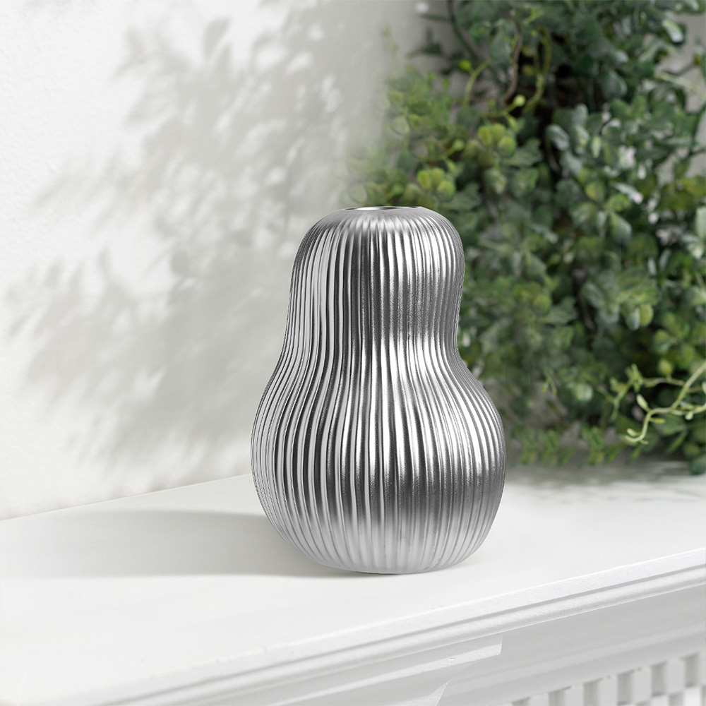 Living and Home Silver Artistic Gourd Flower Vase Image 7