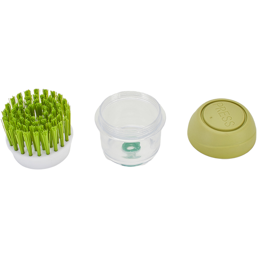Living and Home Green Dish Pot Brush with Soap Dispenser Image 3