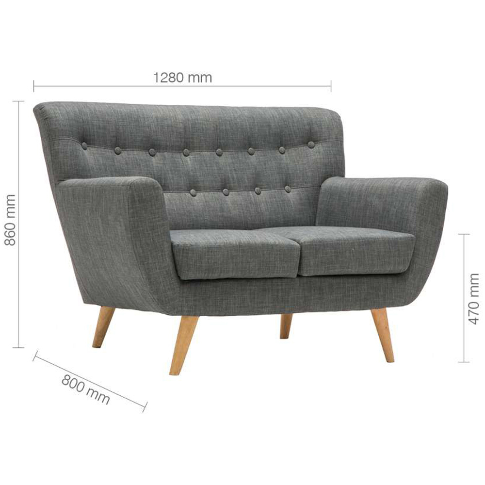 Loft 2 Seater Grey Fabric Sofa Image 9
