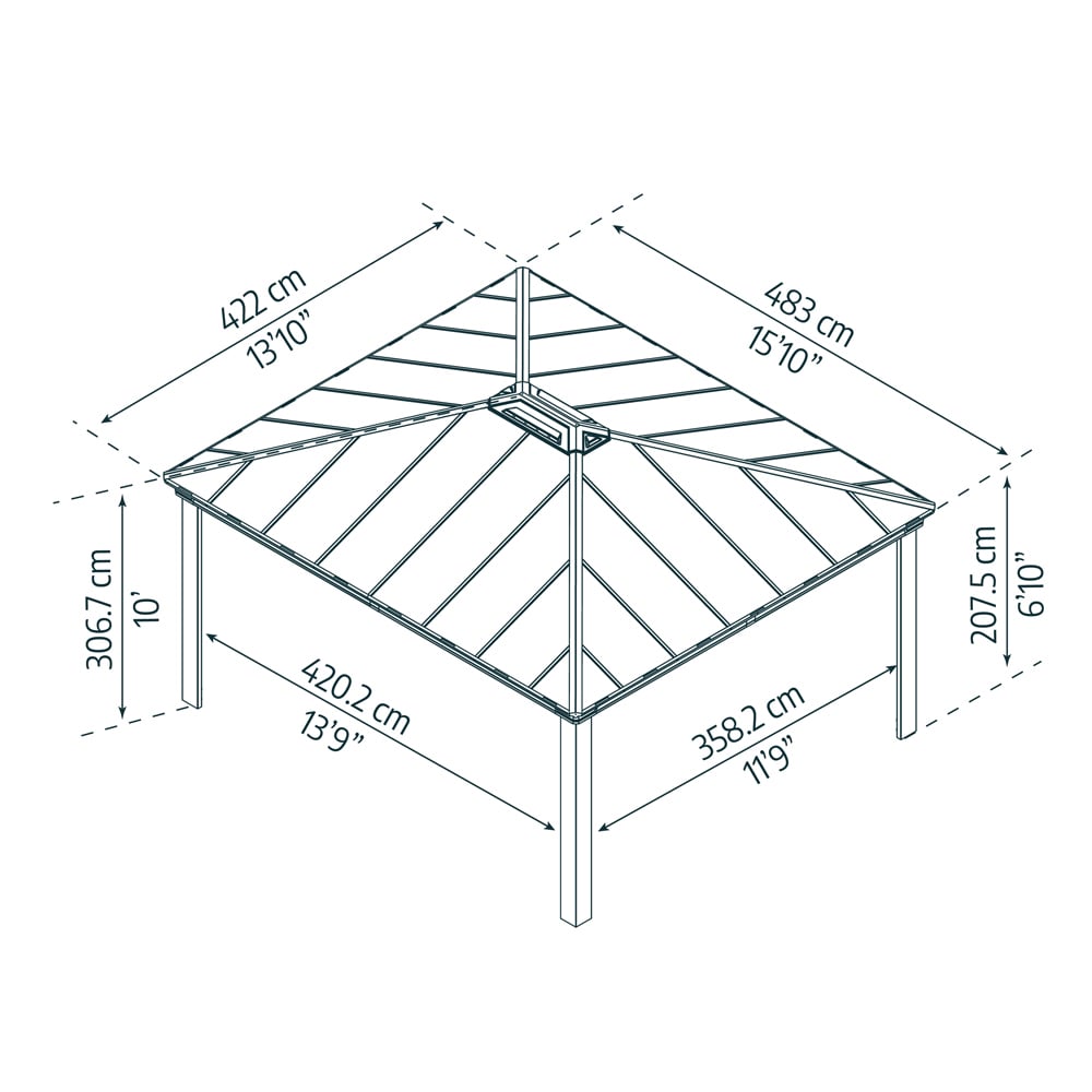 Palram Canopia Dallas 4.2 x 4.8m Grey Gazebo Image 3