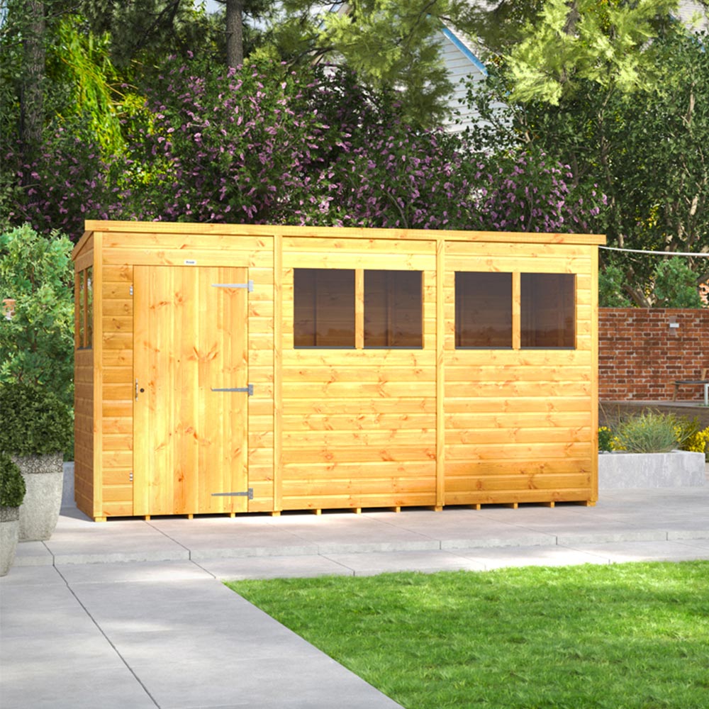 Power Sheds 12 x 4ft Pent Wooden Shed with Window Image 2