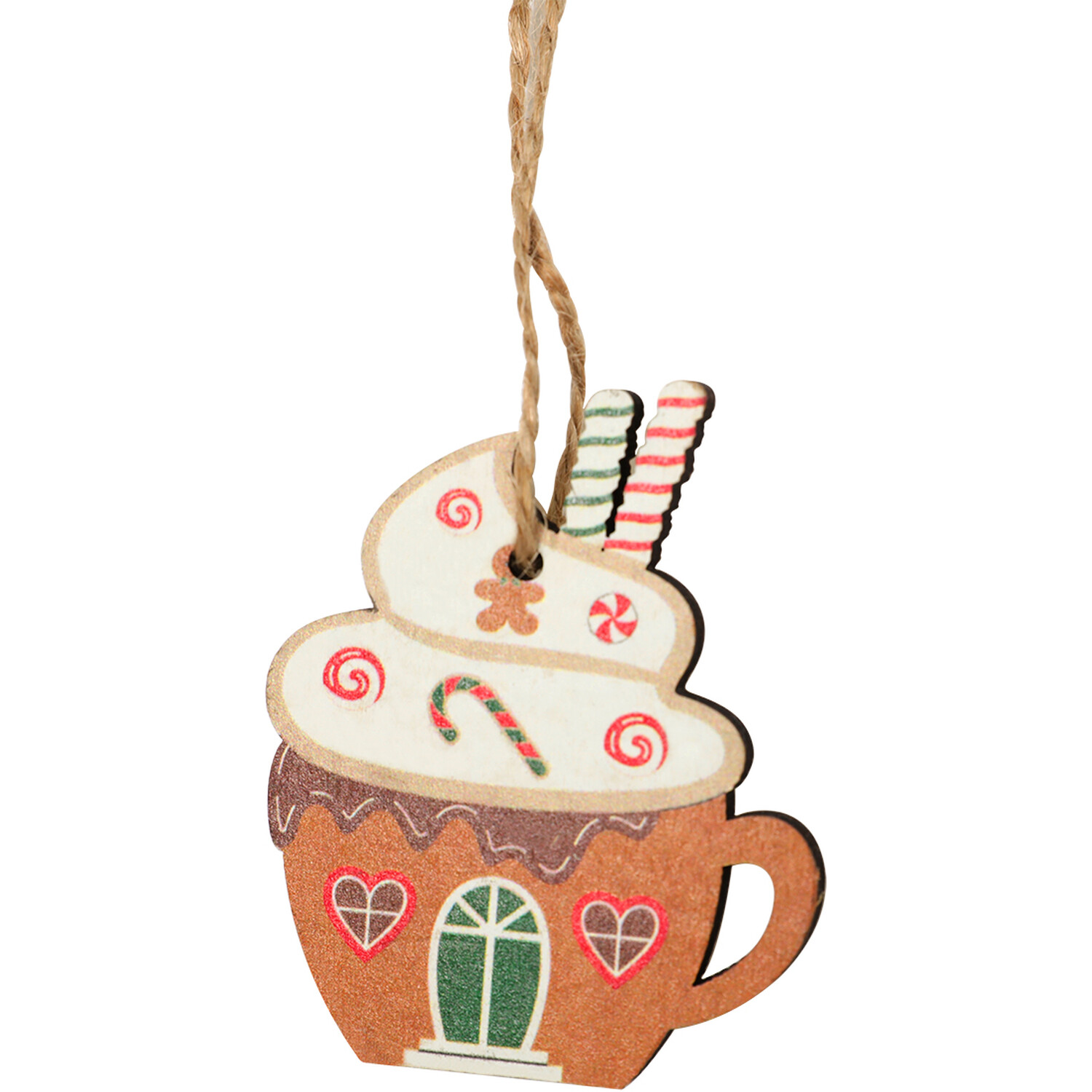 Set of 8 Gingerbread Hanging Decorations Brown Image 4
