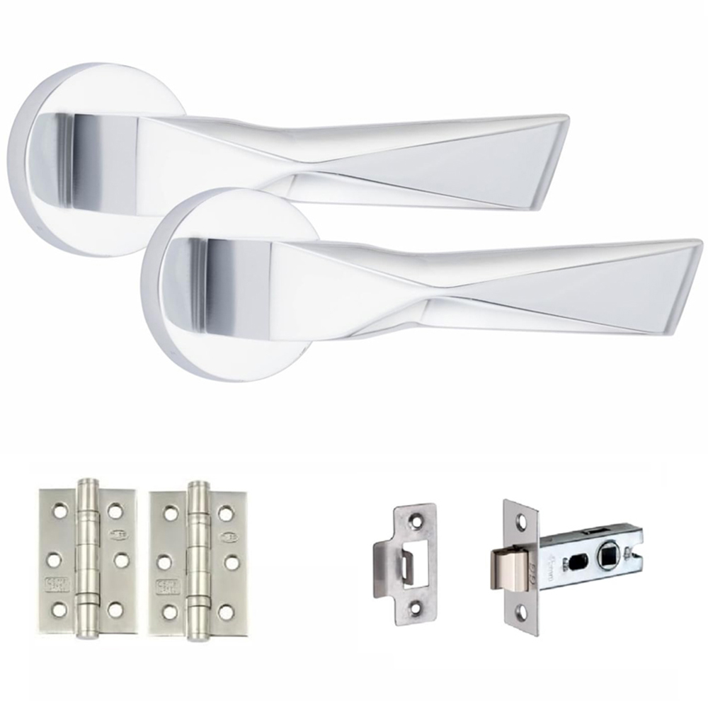 Golden Grace Modern Aura Polished Chrome Door Handles Set 4 Pack Image 2