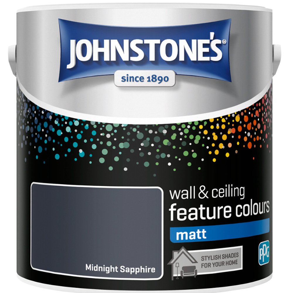 Johnstone's Feature Colours Walls & Ceilings Midnight Sapphire Matt Paint 1.25L Image 2