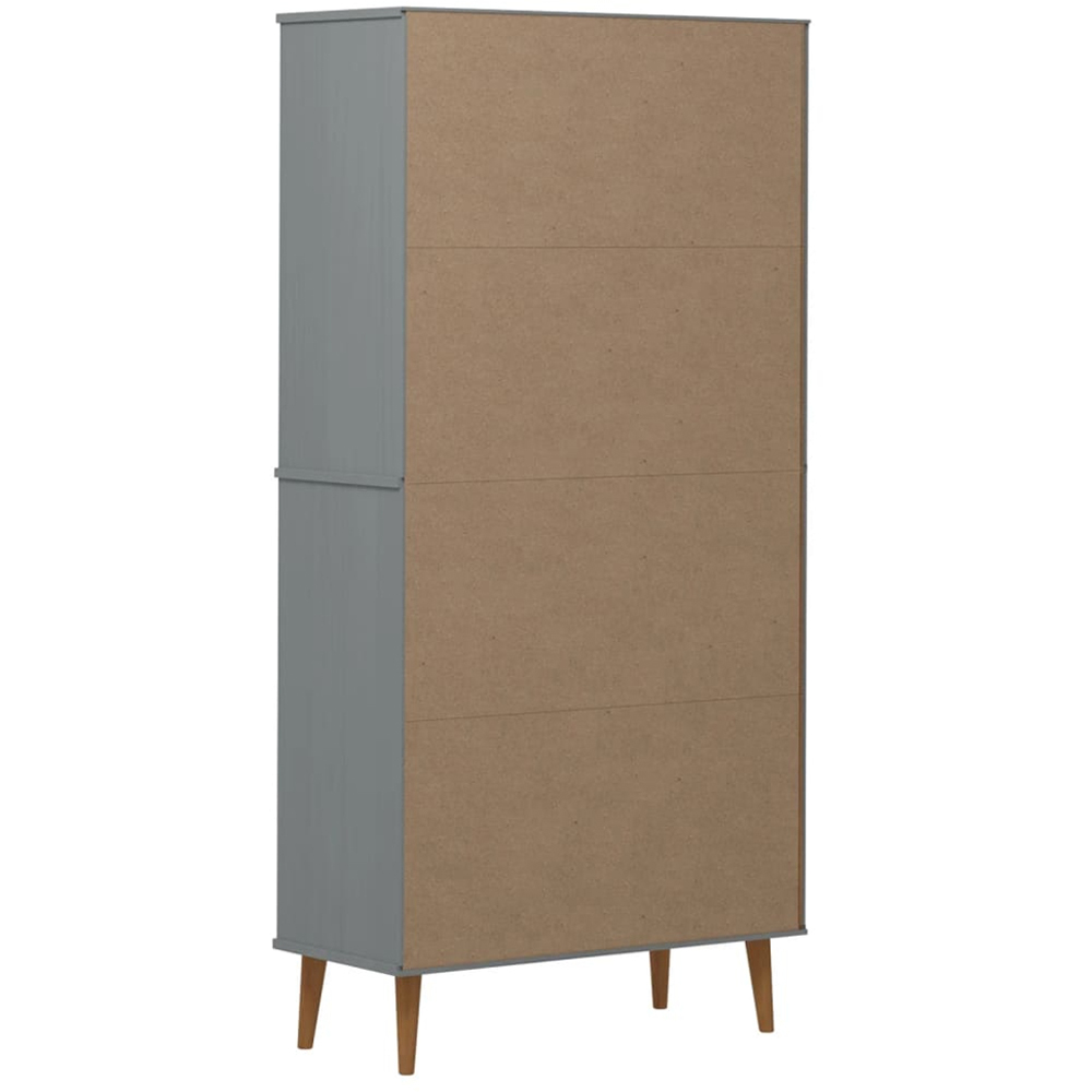 vidaXL 2 Drawer 3 Shelf Grey Pine Wood Bookcase Image 7