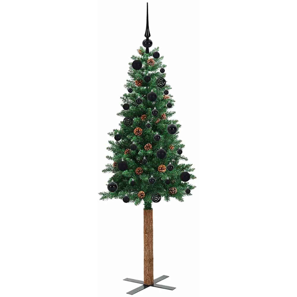 vidaXL Green Artificial Christmas Tree with Pinecones LEDs Black Decoration Ornaments 5ft Image 4