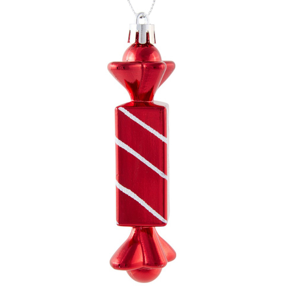 Pack of 6 Sweet Hanging Decorations Red and White Image 3