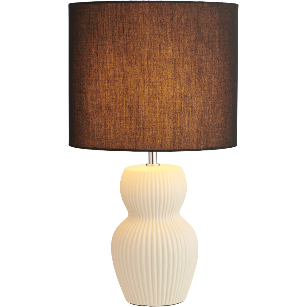 Wilko White Ribbed Lamp With Black Shade Image 4