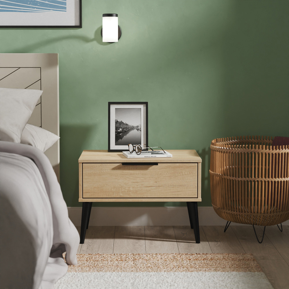 Crowndale Hong Kong Single Drawer Nebraska Oak Wide Side Table Ready Assembled Image 6