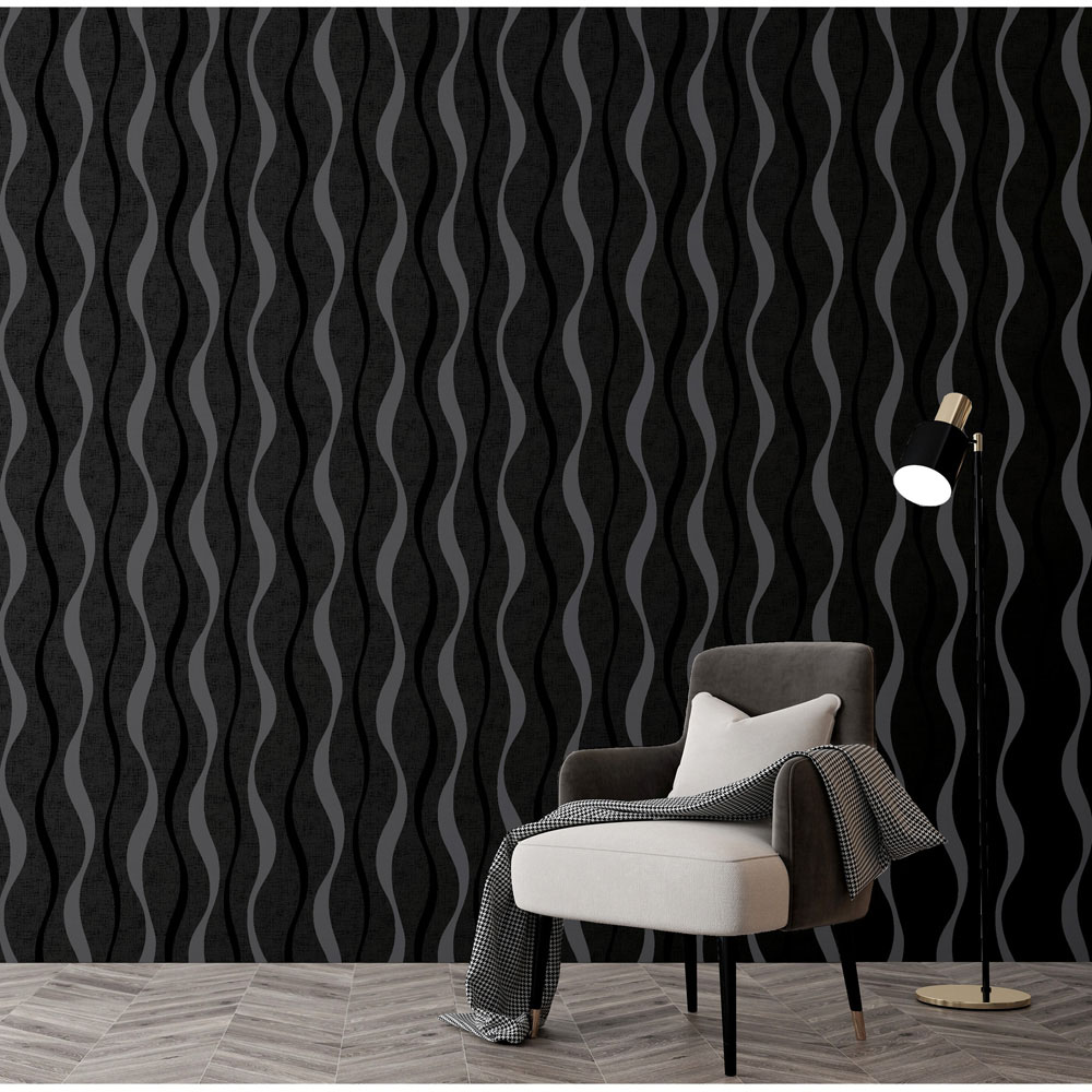 Arthouse Ribbon Geometric Black Wallpaper Image 3