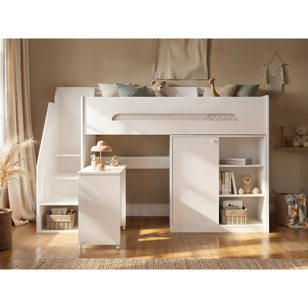 Flair Stepaside Single White High Sleeper Workstation Image 7