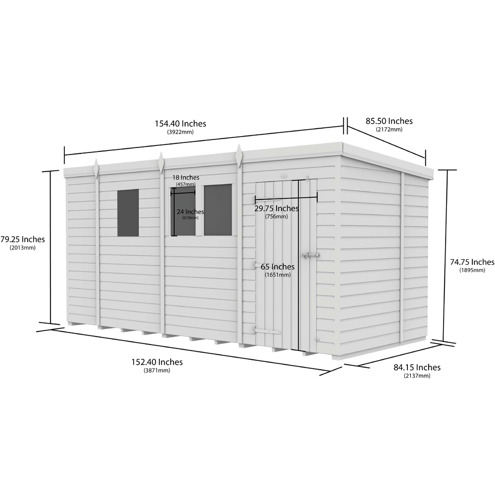 DIY Sheds 13 x 7ft Tongue and Groove Timber Pent Garden Shed Image 8